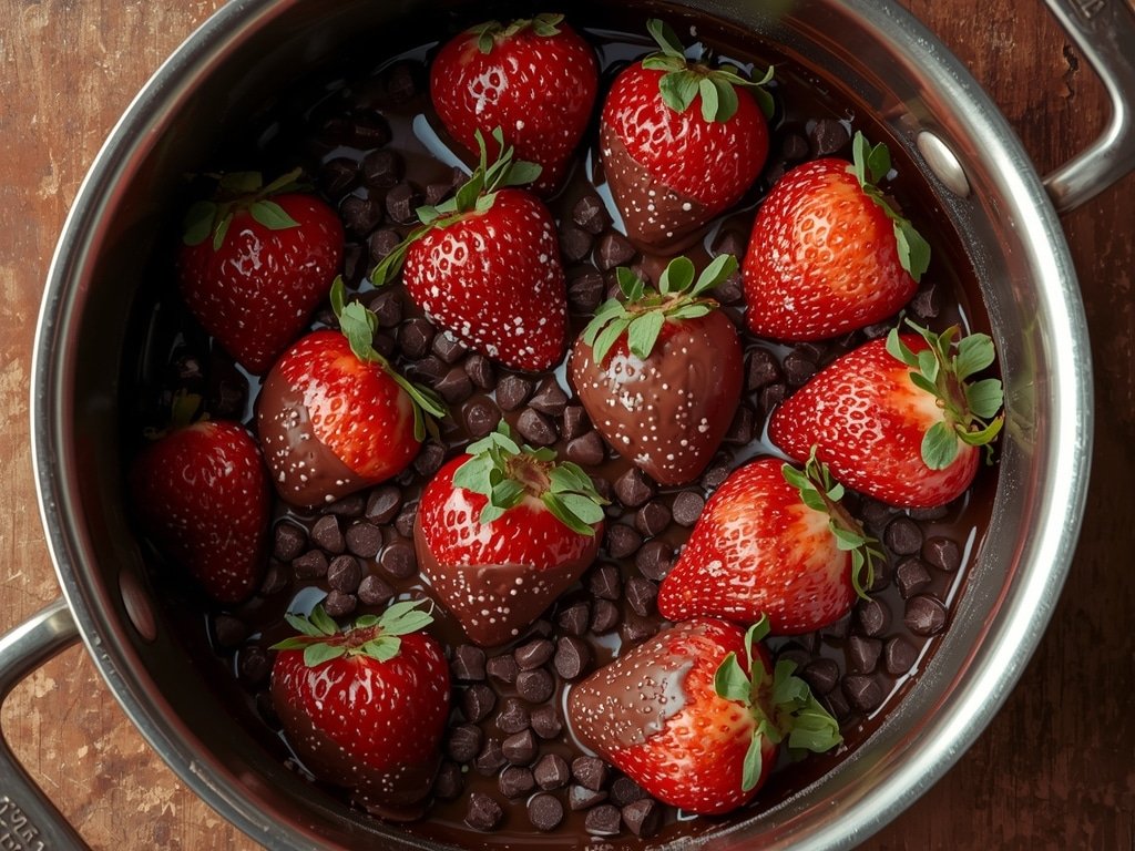 Chocolate Dipped Strawberries: The Easiest Valentine's Recipe 4 chocolate dipped strawberries - Process or ingredients