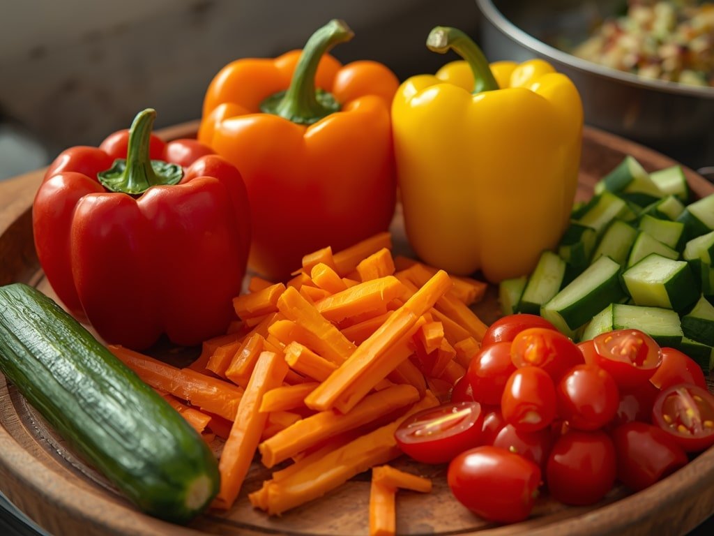 Fiesta Veggie Platter: The BEST Easy Appetizer! 4 Fiesta Veggie Platter - Process or ingredients