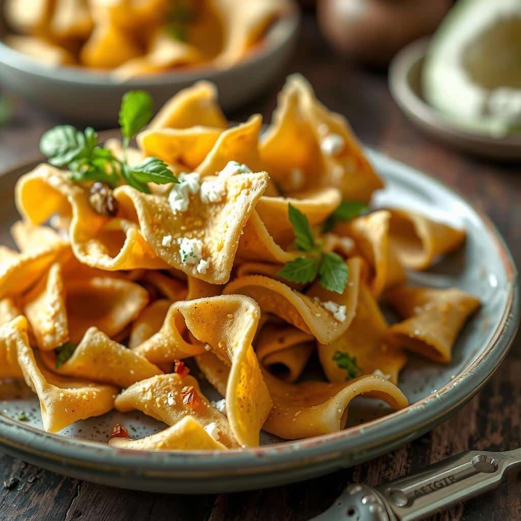 crispy greek yogurt pasta chips - Detail or variation