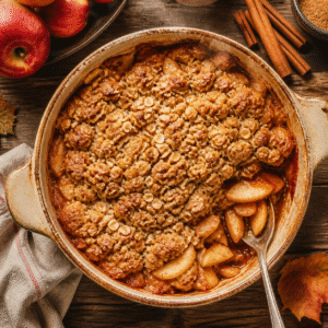 Easy apple crisp with crunchy oat topping